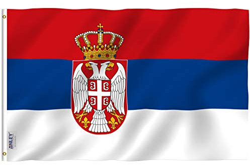ANLEY Fly Breeze 3x5 Fuß Serbien Flagge - Lebendige Farbe und UV-Lichtechtheit - Leinwandkopf und doppelt genäht - Serbische Flaggen Polyester mit Messingösen 3 X 5 Ft