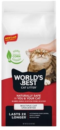 WORLD'S BEST CAT LITTER Multiple Cat Unscented, 32-Pounds