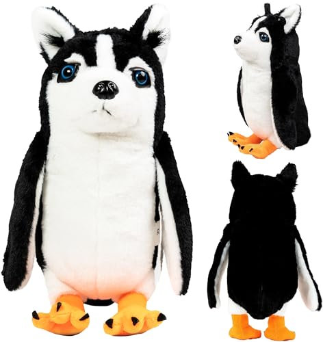 Randimals Pinguin & Husky Hybrid Kuscheltier - P-Dawg Hund Kuscheltier Pinguin Mix Plush Toy - Knuddelige Kuscheltiere für Mädchen & Jungen - Niedliche Plüschtiere Freundschaft & Abenteuer