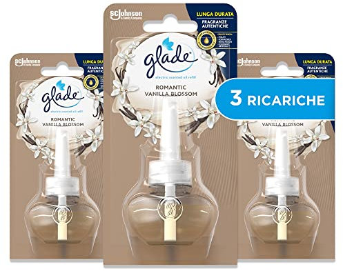 Glade Diffusore di Oli Essenziali Elettrico, Ricarica, Fragranza Romantic Vanilla Blossom, Confezione da 3 Ricariche, 20 ml