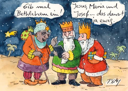modern times 10er Set Postkarte Weihnachten WEIHNACHTEN - Motiv: GIB MAL BETHLEHEM EIN, Anlass: Weihnachten, Künstler/Verlag: CARTOON CONCEPT © GAYMANN, Peter, Größe: A6