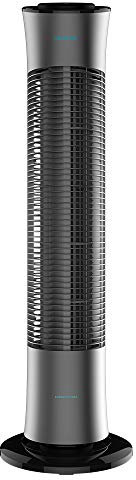 Cecotec Ventilador de Torre con Mando a Distancia y Temporizador EnergySilence 7090 Skyline. 45 W, 30'' (76 cm) de Altura, Oscilante, Motor de Cobre, 3 Velocidades, Asa, Gris