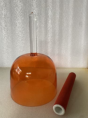 4th octave orange colour crystal handle bowl D note perfect pitch 432Hz for sound healing.