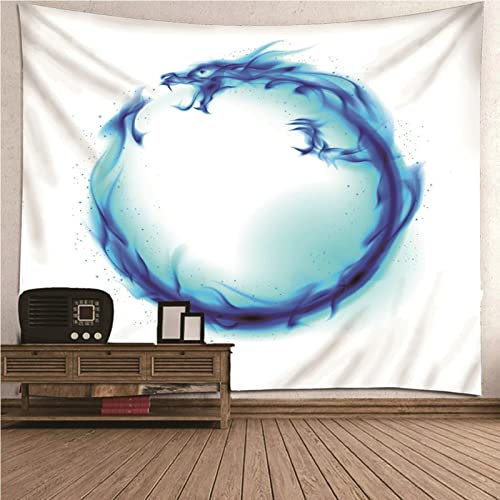 Aotiwe Tapisserie Personalisiert, Wanddeko Wohnzimmer Modern Einfaches Muster aus Polyester Weiß Blau 300X260Cm