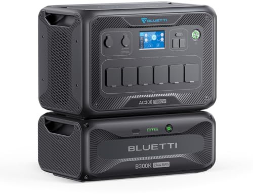BLUETTI Power Station AC300 & B300K Expansion Battery, 2764.8Wh Power Supply w/ 6 3000W AC Outlets (6000W Peak), Modular Power System for Home Backup, RV Emergency