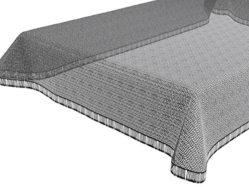 BEAUTEX Moa Weichschaum Tischdecke mit Fransen, Garten, Balkon, Terrasse, Camping - Oval 160x220 cm, Anthrazit