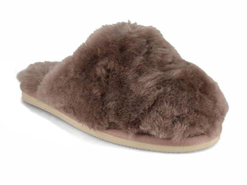 Thies Damen Schaffell Pantoffel Fluffy, Elephant Grey, 41