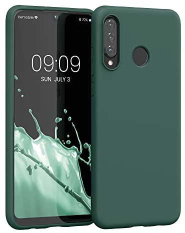 kwmobile Hülle kompatibel mit Huawei P30 Lite Hülle - weiches TPU Silikon Case - Cover geeignet für kabelloses Laden - Tannengrün