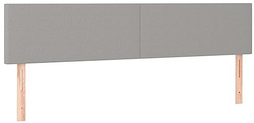vidaXL Kopfteil 2 STK., Bettkopfteil mit Holzbeinen, Höhenverstellbar Polsterkopfteil für Bett, Betthaupt Bettzubehör Schlafzimmer, Hellgrau 100x5x78/88 cm Stoff