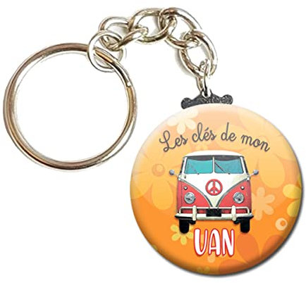 Porte Clés Chaînette 3,8 centimètres Les clés de mon Van Idée Cadeau Accessoire Fête Noel Anniversaire Remerciement Humour Moto Maison Voiture
