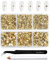 Beadsland 4300 Stück Gold Strasssteine mit flacher Rückseite,Nagelsteine, runde Kristall-Strasssteine zum Basteln, gemischt in 6 Größen, mit Picking-Pinzette und Wachsstift-Set, SS6–SS20,Metallgold