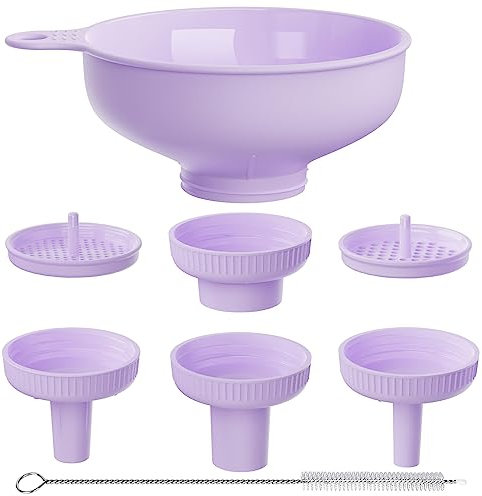 Pisol Breiter Mund Küchen Trichter, Lebensmittelqualität Kunststoff-Kochkonservierungstrichter mit 4 Größen Ausläufen zum Befüllen von breiten und regulären Mason Jars, Gewürzen, Shampoo