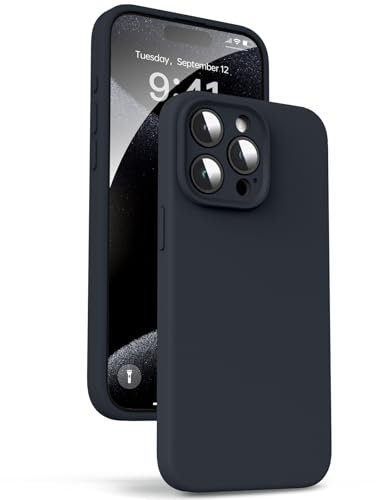 Supdeal Custodia in Silicone Liquido per iPhone 15 Pro Max, [Protezione Fotocamera] [Cover in Microfibra] [Protezione a 4 Strati], Case Ultrasottile e con Presa Comoda, 6,7 Pollice, Nero