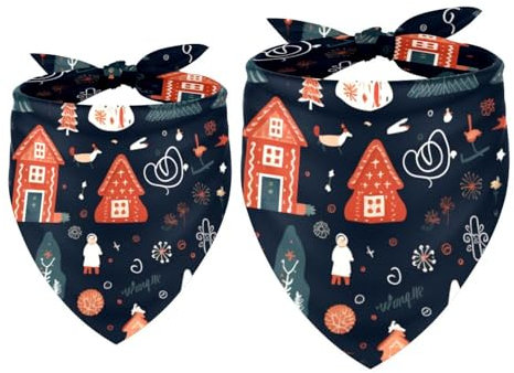 Haustier-Schal, 2 Stück, Merry Christmas, stilvolles Hundehalstuch für Jungen und Mädchen, verschiedene Packung mit atmungsaktiver Haustierbekleidung