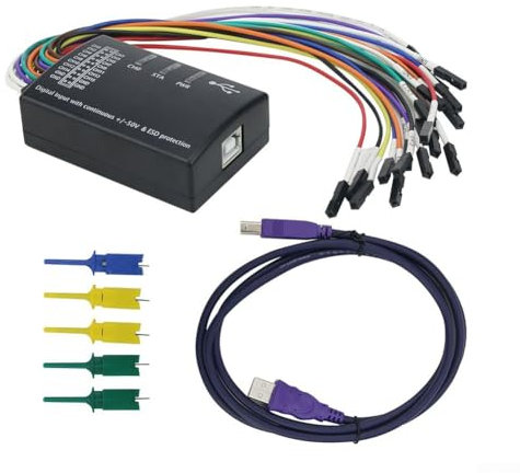 Analyseur logique USB 16 canaux compatible logiciel 1.2.10, taux d'échantillonnage maximum 100 Msa/s