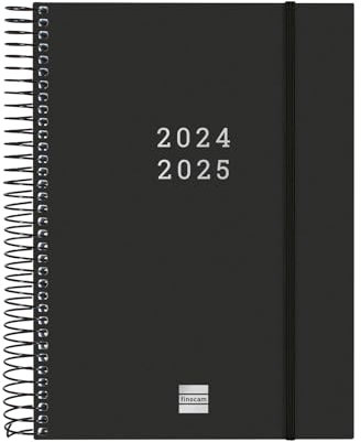 Finocam - Terminkalender Espiral 18 Monate 2024 2025 2 Tage pro Seite Juli 2024 - Dezember 2025 (18 Monate) Schwarz International