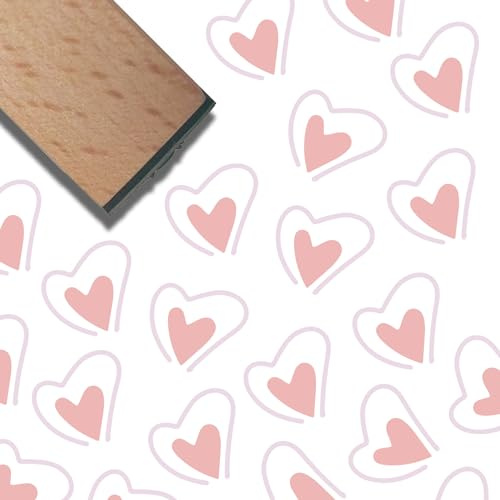 craspire Herz Holzstempel 3/5 Zoll Muster Mini Kleine Holzstempel Vintage Wiederverwendbarer Druck Für Valentinstag DIY Handwerk Karte Scrapbooking Journaling Alben Kartenherstellung Planer Umschlag