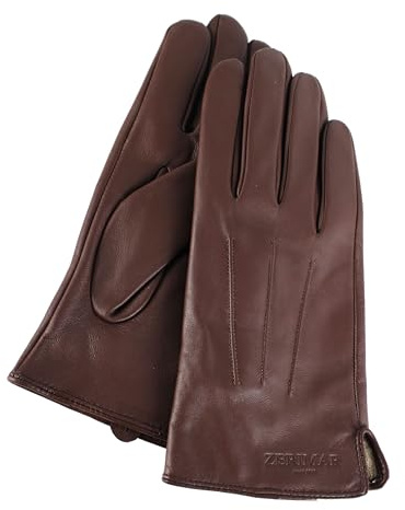 Zerimar Lederhandschuhe | Lammfellhandschuhe mit Kaschmirfutter | Warme Lederhandschuhe | Farbe Brun | Größe 9
