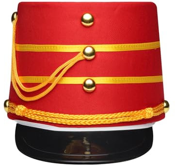 iiniim Marschband Hut Trommel Major Marching Band-Hut Kinder Nussknacker Hut Major-Hut Königliche Soldatenhut Cosplay Stage Performance Fasching Accessoires Typ D L