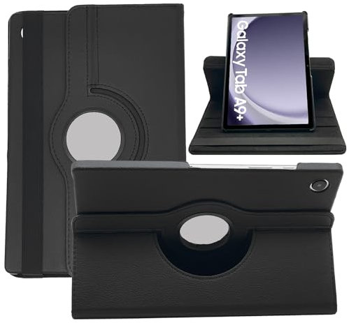 Dlahaby Case for Samsung Galaxy Tab A9 Plus A9+ 11 Inch 2023, 360° Rotatable with Stand Function, Protective Case Compatible with Samsung SM-X210/X216/X218 Tablet, Black
