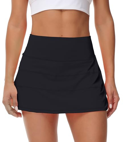 MCEDAR Pleated Tennis Skirt for Women with Pockets Women's High Waisted Athletic Golf Skorts Skirts for Running Workout Shorts(Black,8)