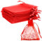 Säckchen für Konfekt, Organza, Säckchen für Konfekt, Kommunion, kleine Geschenktüten, 50 Stück Organzabeutel 10,5 x 7,18 cm, Rot
