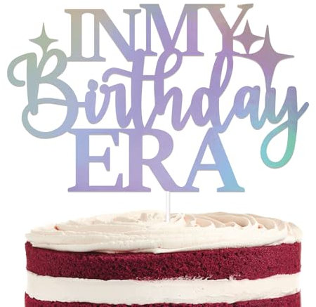 Yochamc In My Birthday Era Cake Topper, 1 Shimmer Decor, Birthday Party Decorations, Holographic, Suitable for TS Fans
