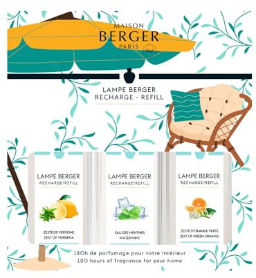 MAISON BERGER - Triopack Sommerlampe Berger Nachfüllpackungen, 3x 250 ml Flüssigkeit Raumdeodorant für Wohnzimmer, Küche, Badezimmer, Büros, gelb (yellow)