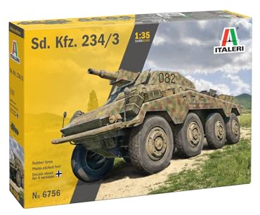 Italeri 6756 1:35 Sd.Kfz. 234/3 Sw. Panzerspähwagen originalgetreue Nachbildung, Modellbau, Plastik Bausatz, Basteln, Hobby, Kleben, Modellbausatz, Zusammenbauen, unlackiert