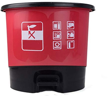 Poubelle intelligente Poubelle de type pédale avec couvercle, ovale, adaptée à la cuisine et à la salle de bain (10 L) Poubelle de salle de bain (Couleur : Rouge)