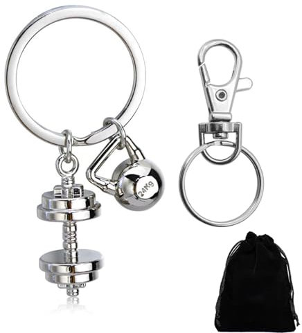 Porte-clés en forme de haltère Porte-clés en forme de poids de musculation 3D pour les culturistes, anneaux de clé pour l'entraînement de force, accessoires de fitness, porte-bagages de charme