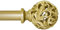 Ycolnaefllr Gardinenstange, 91 bis 304 cm, Gold, Stahl, Wandmontage (optional), Verstellbar, Robust, Dekorative durchbrochene geschnitzte Endstücke