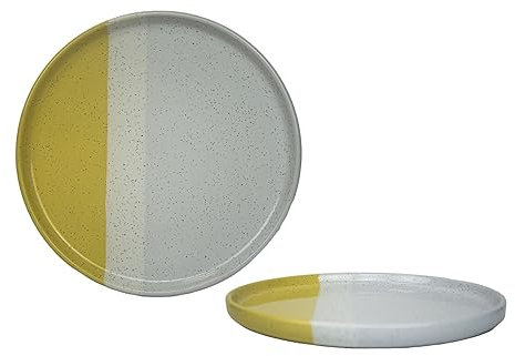 ASSIETTE PLATE GEO JAUNE GRÈS D27cm