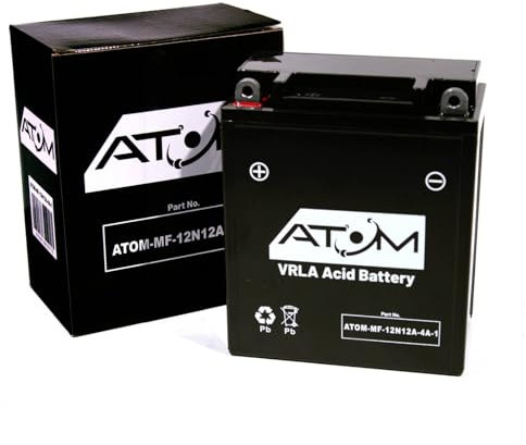 12N12A-4A-1 - Atom AGM Motorcycle Battery Factory Sealed 12V 12Ah 265CCA