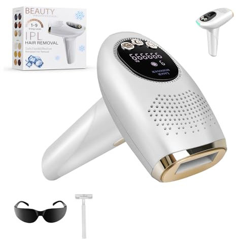 IPL Geräte Haarentfernung Laser mit 9 Energiestufen, Haarentfernungsgerät mit 999,999 Lichtimpulse und 3 Modi für Heimgebrauch Professionelle Haarentfernung Körper Achseln Gesicht Bikini Damen Männer