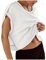 Track Athletic Yoga-T-Shirts für Damen, kurzärmelig, U-Boot-Ausschnitt, rückenfrei, Cut-Out-Ösen, D-385 Weiß, L