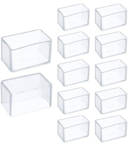 sourcing map 12 Pcs Silicone Chair Leg Floor Protectors 1.2 x 2 Inch Non-Slip Chair Leg Caps Covers, Rectangle Furniture Leg Protectors for Hardwood Floors Reduce Noise and Scratches, Clear