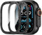 Bisikor 2 Pezzi per Apple Watch Ultra 2/Ultra Pellicola Protettiva dello Schermo, 9H Vetro Temperato con Telaio in Lega di Titanio, HD, Antigraffio, Film Protettivo per iWatch 49mm (Nero-Numerico)