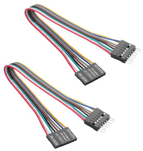 GINTOOYUN 2 Pcs 14 Hole(8pin) DuPont Plug to Motherboard On/Off/Reset/HDD Switch Cable for Chassis,Motherboard etc(9.06 Inch)