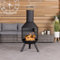 CHARLES BENTLEY Outdoor, Garden, 44.5cm Round Iron And Black Powder Coated Steel Modern Patio Heater, Chimenea, Wood And Charcoal Burner, Rust Resistant, 360 Degree Heat, In Black (116x44.5x44.5cm)