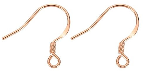 sourcing map 2Pcs Earring Hook, S925 Sterling Silver Ear Wires Fish Hooks with Flat Letter (Wire 0.7mm/21 Gauge) for Jewelry Making DIY Ear Post Supplies, Rose Gold