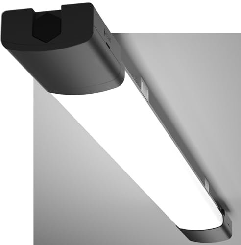Amdelne LED Batten Light 2ft, IP65 Waterproof Ceiling Light, 6000K Daylight LED Garage Lighting, Linkable Plug in Strip Lights for Shed, Loft, Kitchen, Wall, Basement, Office, Warehouse, 18w 60cm