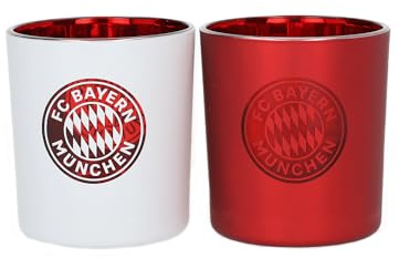 FC Bayern München I Windlicht I Teelichthalter I Kerzenhalter I 2er-Set I Rot/Weiß