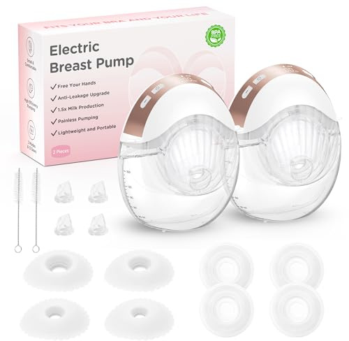 Wearable Electric Breast Pump Double, Hands Free Breast Pump for Breastfeeding Moms, Quiet & Discreet Portable Pump with 3 Modes 12 Levels, BPA Free, 4 Flange Sizes