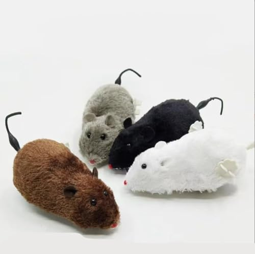 Ssmmam Furry Wind Up Mouse Cat, Realistic Moving Mice, Fake Mouse, Funny Moving Pet Supplies (1Pc Random Color)