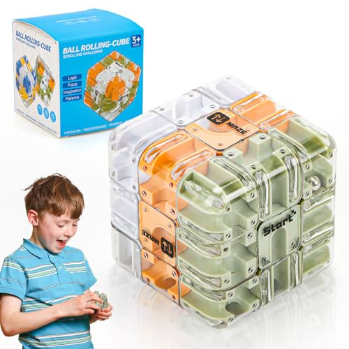 Großes Labyrinth 3D Puzzle Würfel, 3D Puzzles Maze Cube, 2-in-1 Kugellabyrinth Zauberwürfel Spielzeug, Logik- und Konzentrationsspielzeug für Kinder & Erwachsene (Grün)