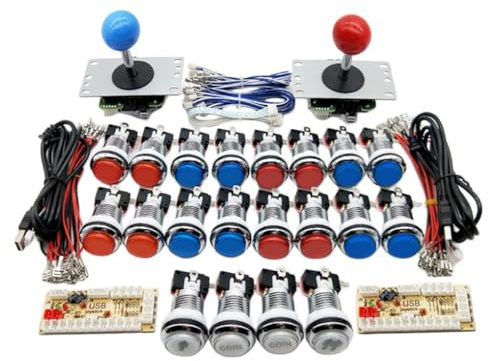 LIXSAZSE 2 Players Arcade Buttons And Joystick Kit Electroplating Button For DIY 2 Player Arcade Games DIY Android. Linux
