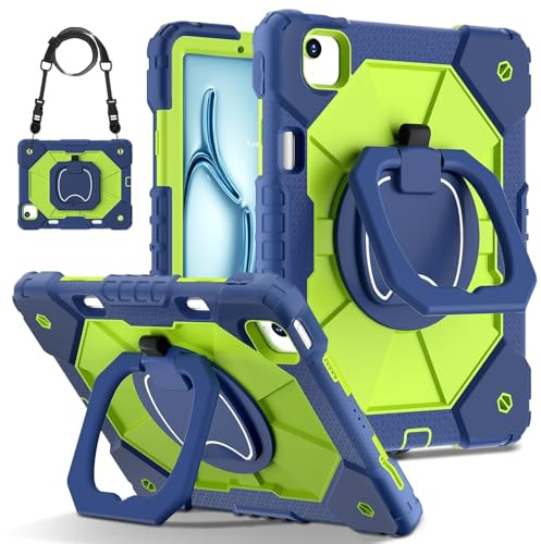 Tablethülle Apple iPad Air 11 2026/2025 / 2024 Hybrid 360 Grad Schultergurt Grün