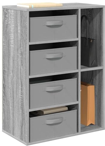vidaXL Sideboard mit Schubladen Graues Sonoma 60 x 33,5 x 84 cm, Moderner Wohnzimmerschrank, freistehende Bücherregale, vielseitige Sideboard-Möbel, Holz-Organizer