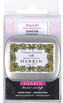 Jacques Herbin 41104T - Un tampon encreur pour pastille en laiton, Or